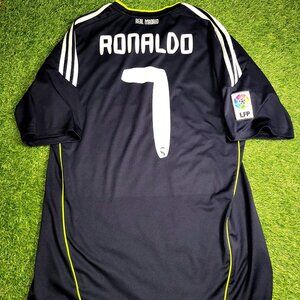 Cristiano Ronaldo Real Madrid 2010 2011 Away Soccer Jersey Shirt L SKU# P95985